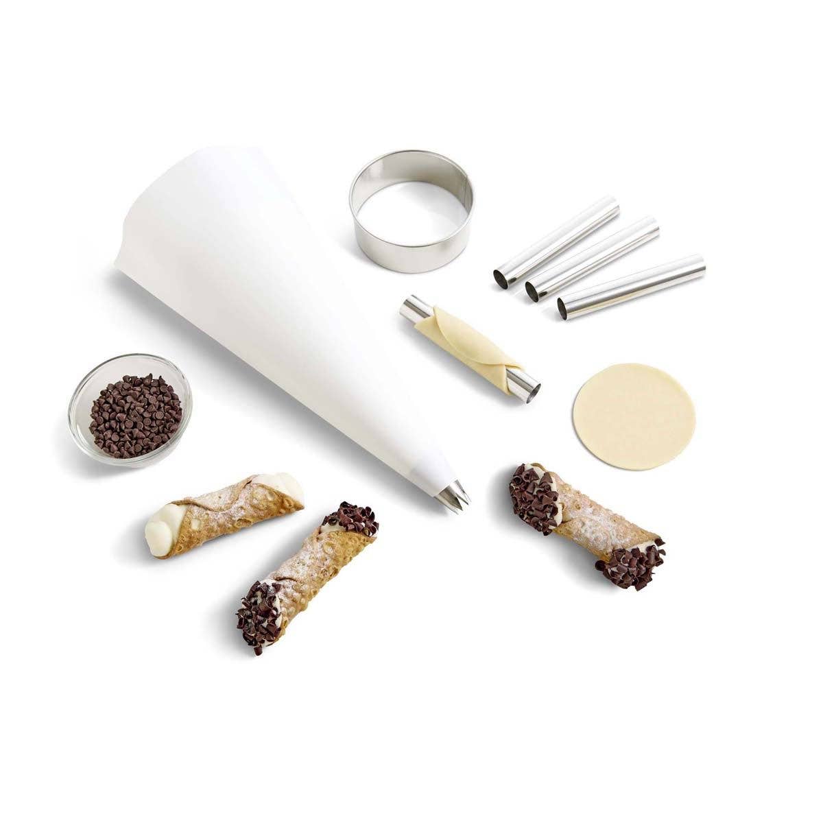 Fantes Round Ravioli Stamp, 2in Cannoli Maker Kit, 7-Piece Set