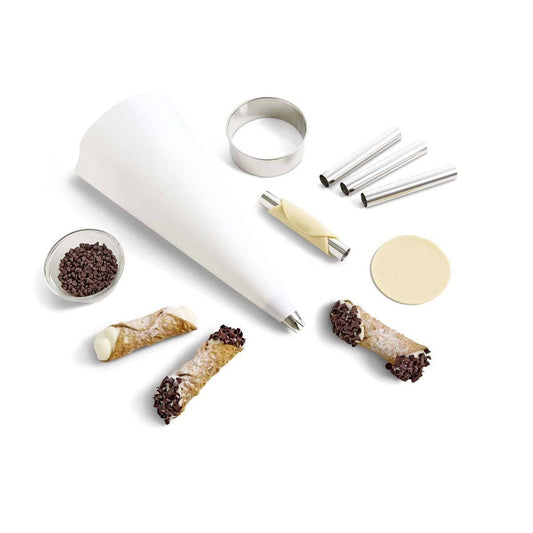 Fantes Round Ravioli Stamp, 2in Cannoli Maker Kit, 7-Piece Set