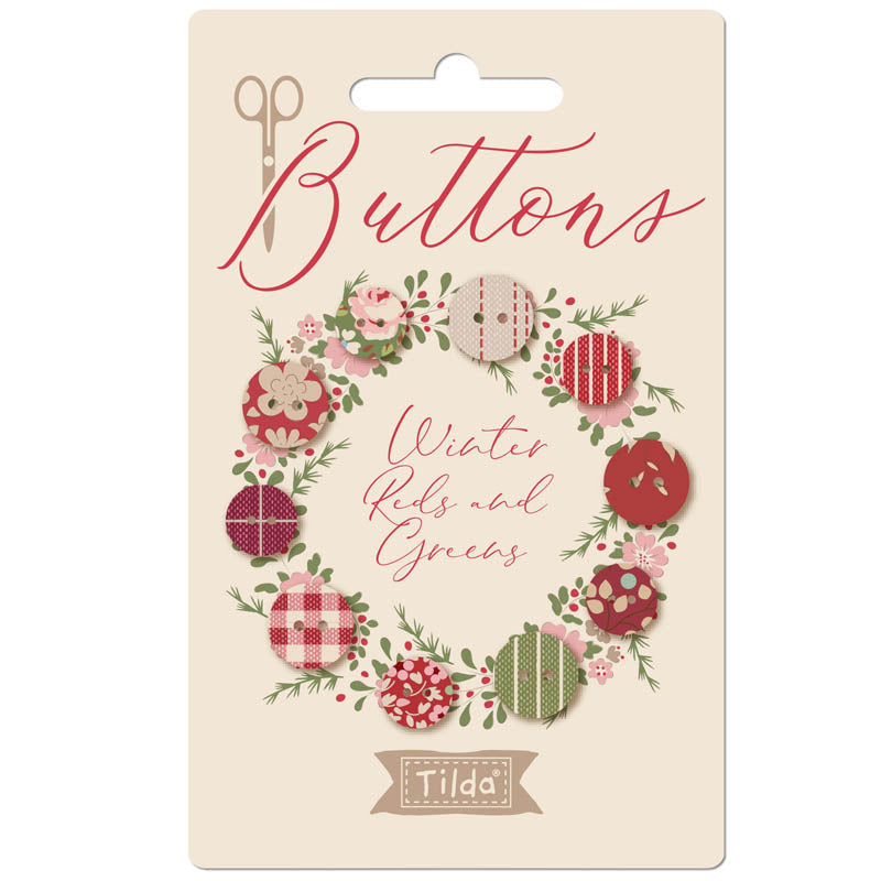 Tilda - Creating Memories Winter - Buttons - 5pc 10mm and 12mm - Brewer