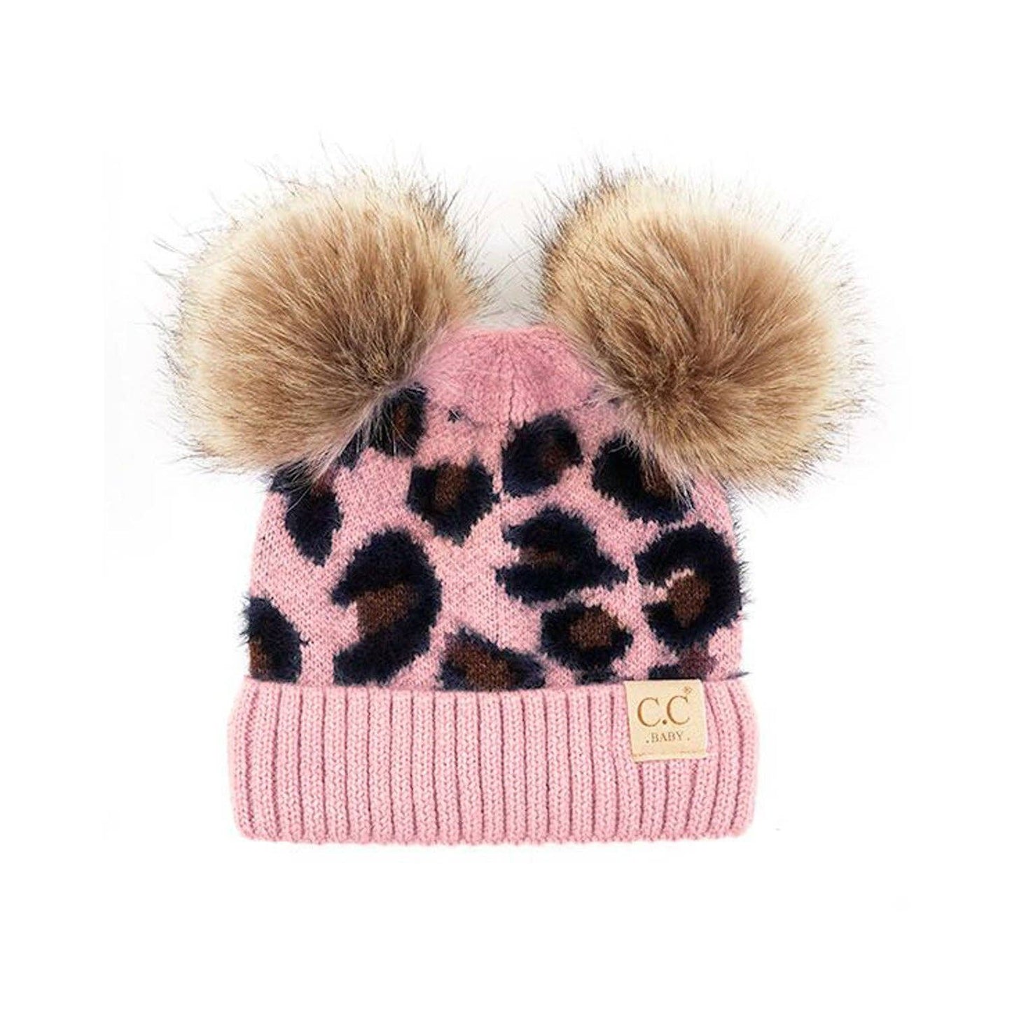 Kids Leopard Beanie in Ivory || Fits Size 1T - 4T || (Head Circumference 17" - 20”)
