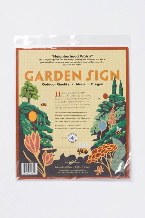 Neighborhood Watch Orange- Garden Sign: Wood Stake Not Included