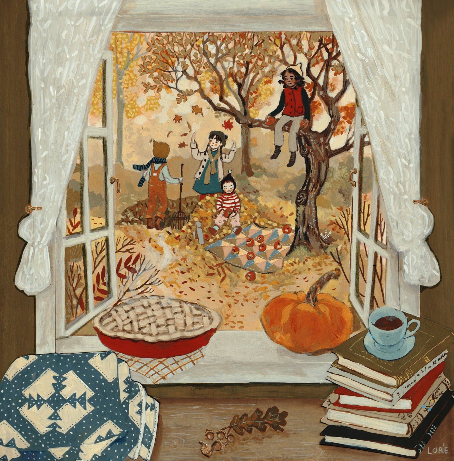 Autumn's Window Art Print: 8x8