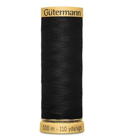 Gütermann Cotton Thread 50 100m Solid Black # 744491-1001