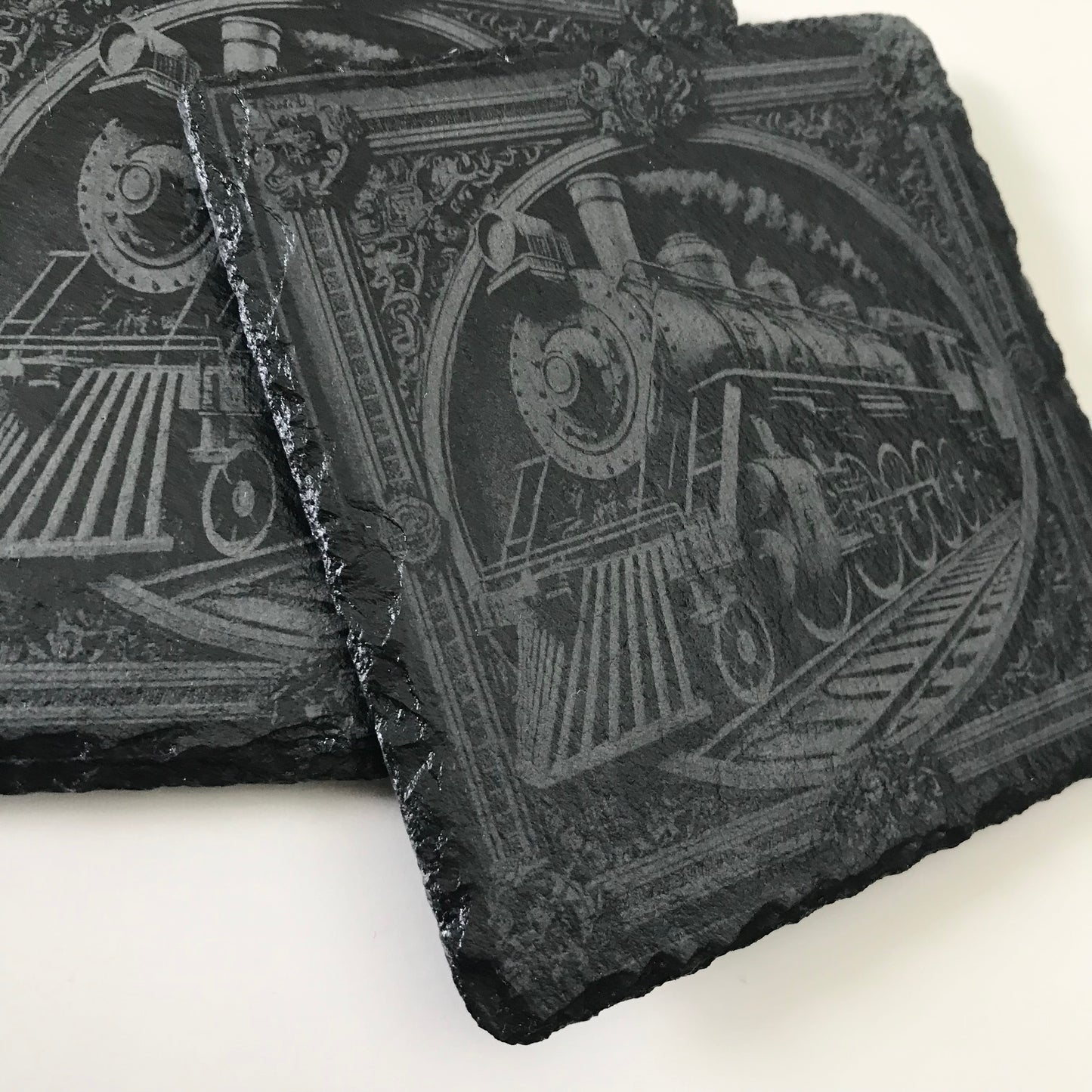 Train Coaster - Black Slate Stone - Sold as Singles