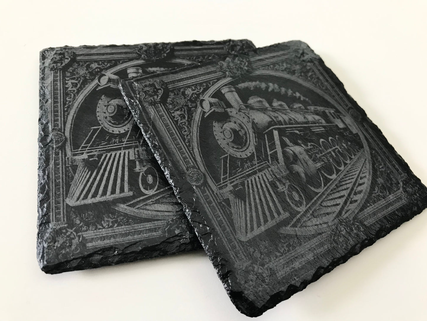 Train Coaster - Black Slate Stone - Sold as Singles