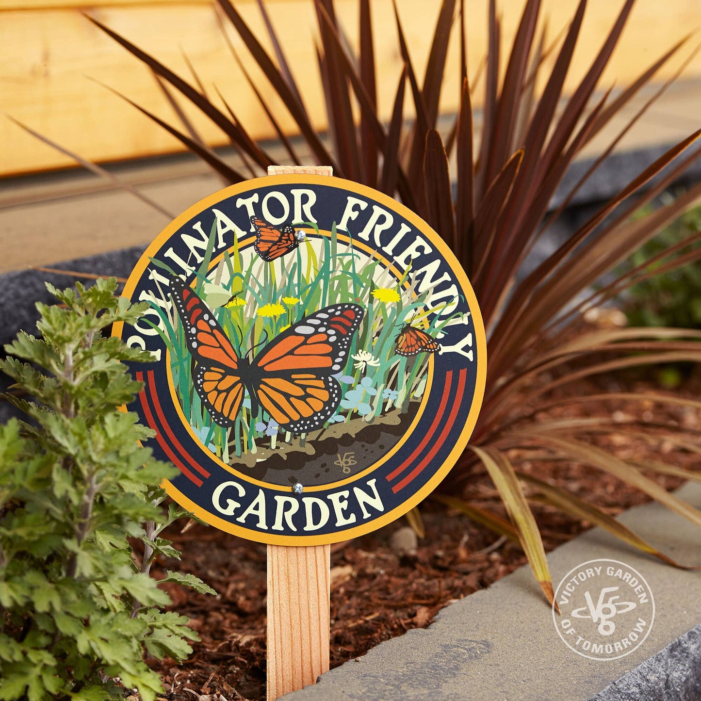 Butterfly Pollinator Friendly - Garden Sign: Wood Stake Not Included