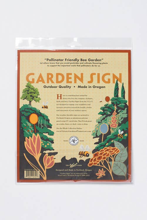 Bee Pollinator Friendly - Garden Sign: Wood Stake Not Included