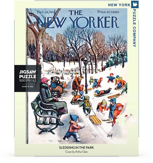 Sledding in the Park - 500 Piece Jigsaw Puzzle