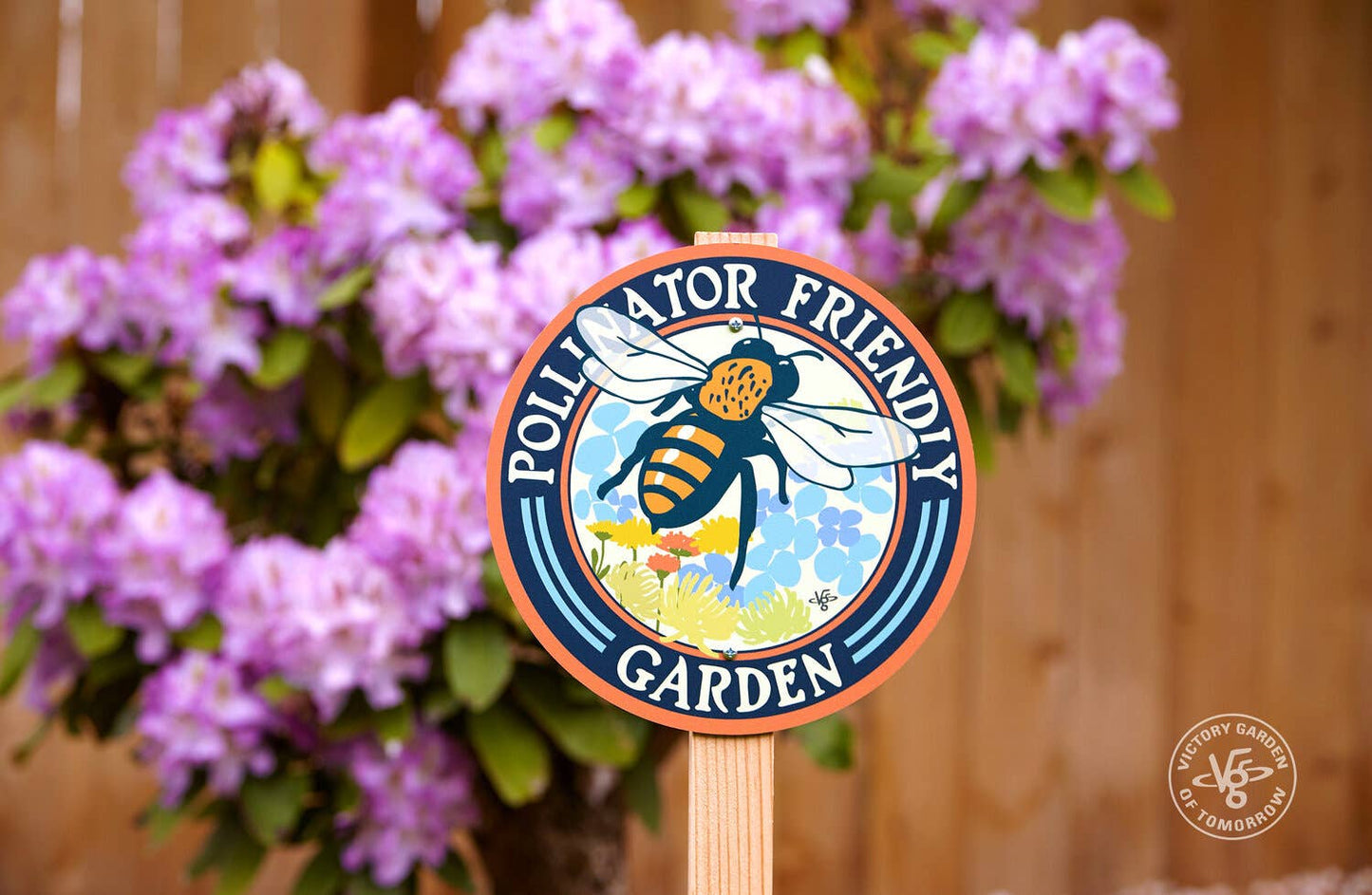 Bee Pollinator Friendly - Garden Sign: Wood Stake Not Included