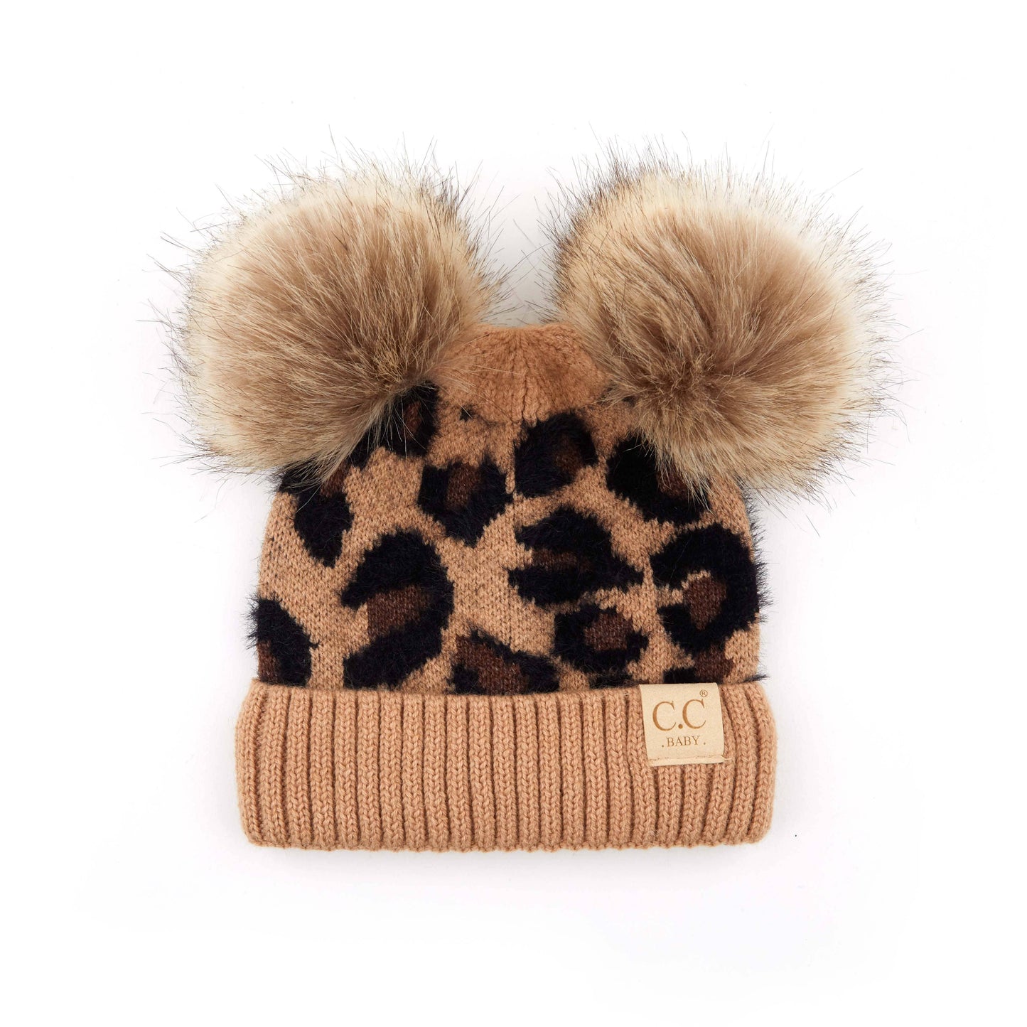 Kids Leopard Beanie in Ivory || Fits Size 1T - 4T || (Head Circumference 17" - 20”)