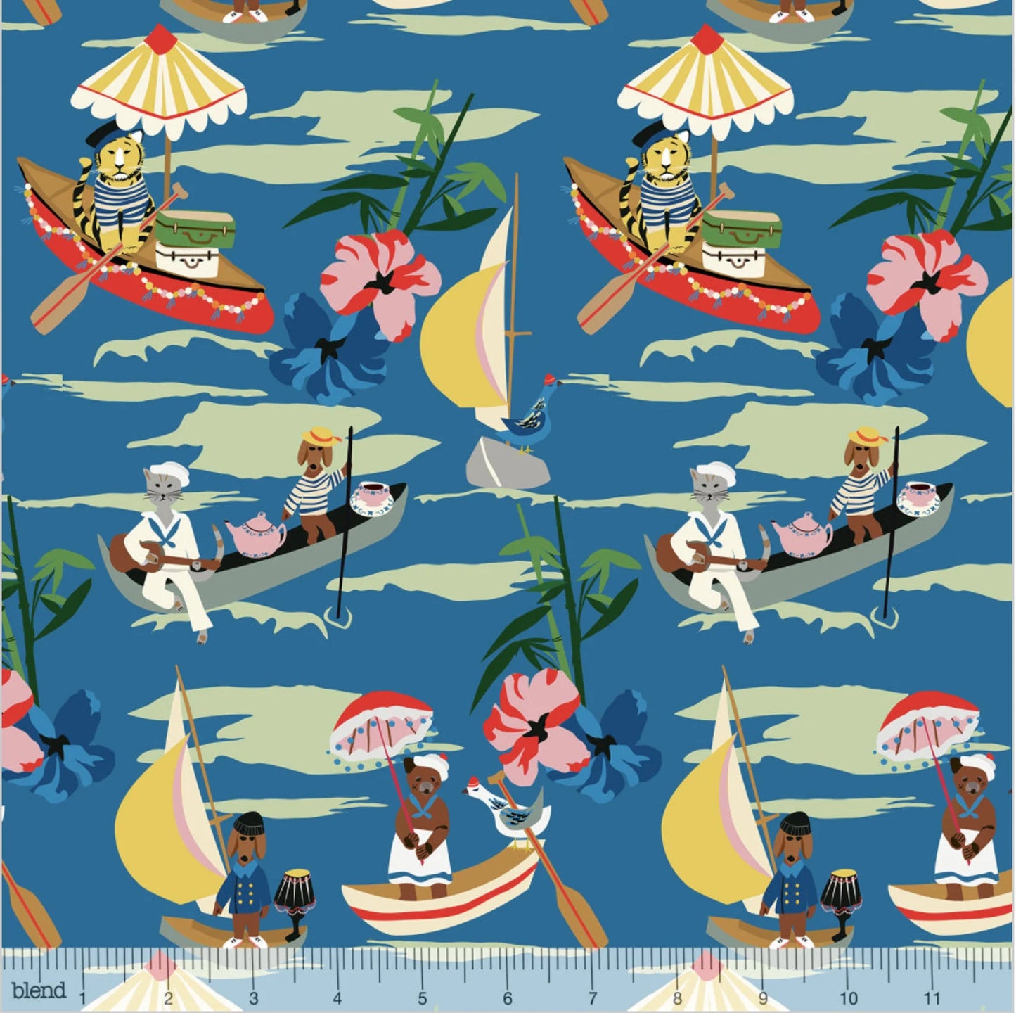 Elizabeth Grubaugh - Explorers Royal Blue - Out to Sea - Blend Fabrics