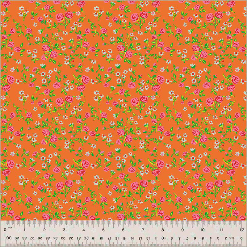 Heather Ross - Mousy Floral Tangerine - Heather Ross by Hand