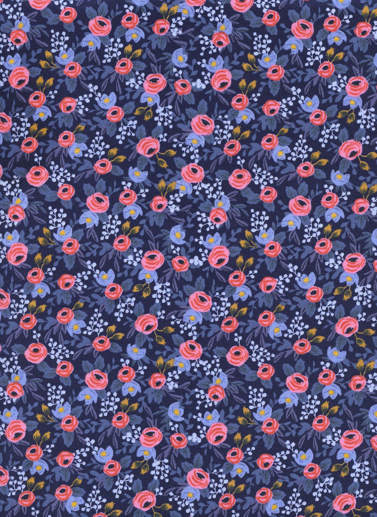Rifle Paper Co. - Les Fleurs - Rosa - Navy Fabric - Cotton+Steel