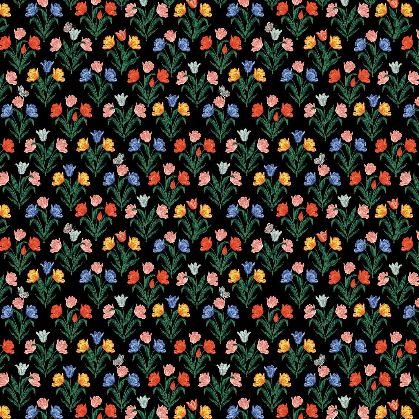 Rifle Paper Co. - Curio - Tulips - Black Fabric - Cotton+Steel