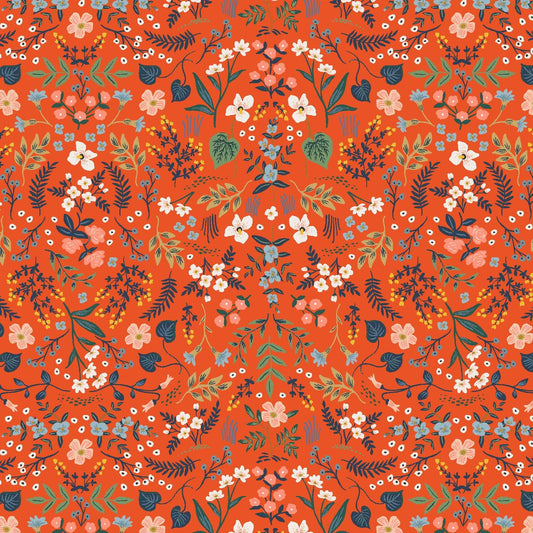 Rifle Paper Co. -  Bon Voyage - Wildwood Red Metallic Fabric -  Cotton+Steel