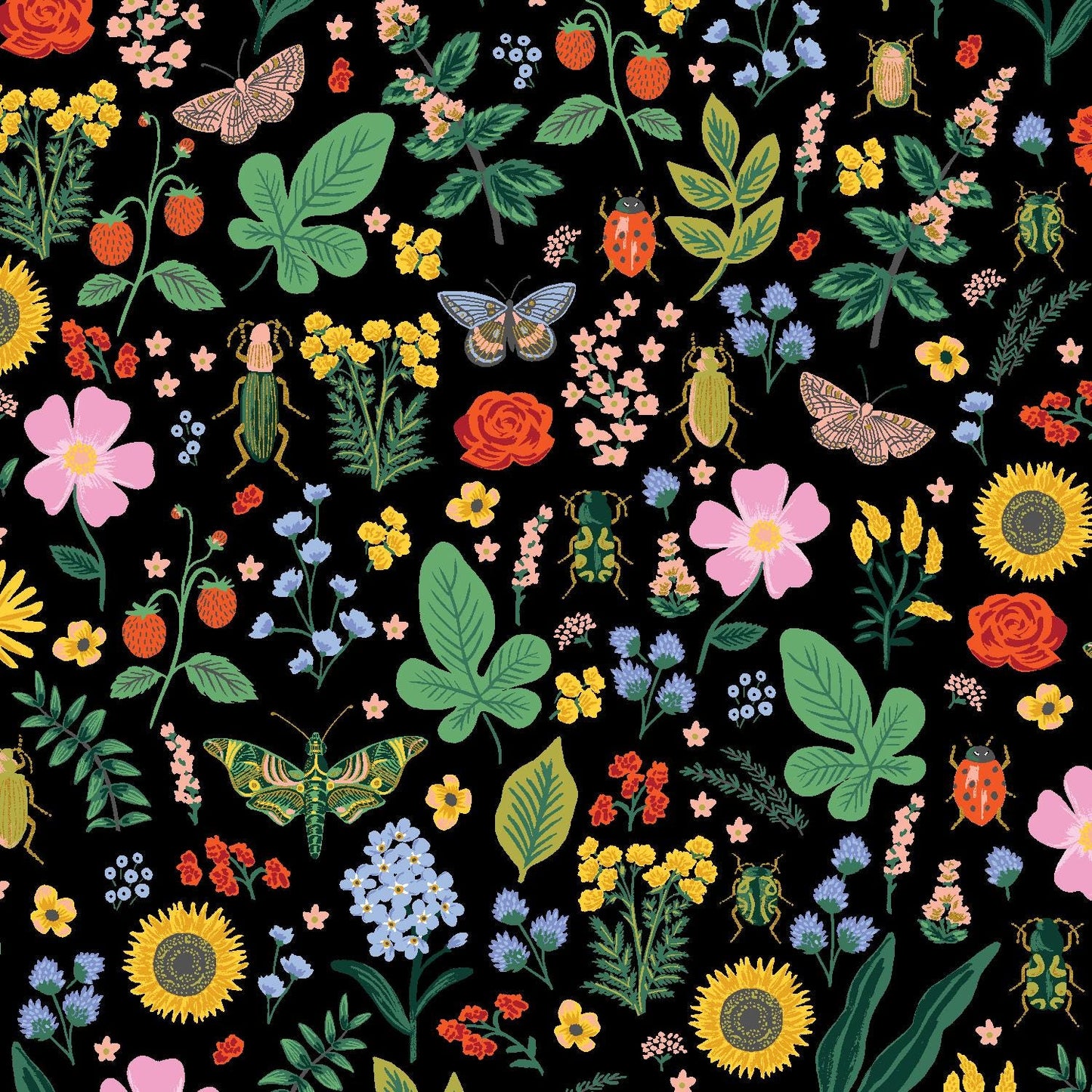 Rifle Paper Co. - Curio - Black Metallic Fabric - Cotton+Steel