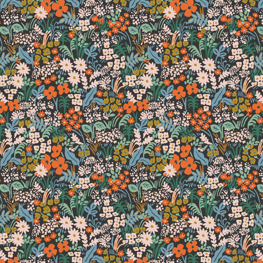 Rifle Paper Co. -  Bon Voyage - Meadow Black Multi Metallic Fabric -  Cotton+Steel