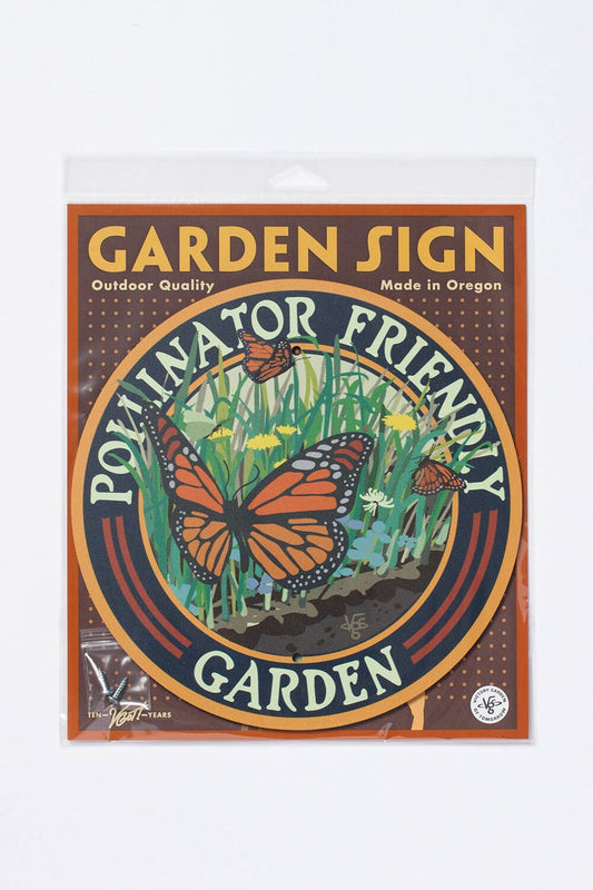Butterfly Pollinator Friendly - Garden Sign: Wood Stake Not Included