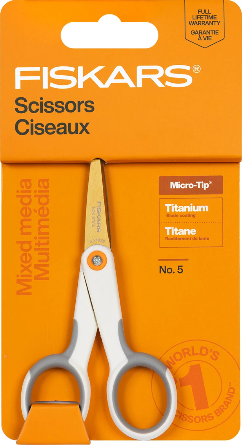 Fiskars Mixed Media No 5 Micro Tip Titanium Scissors 5in # 1069765