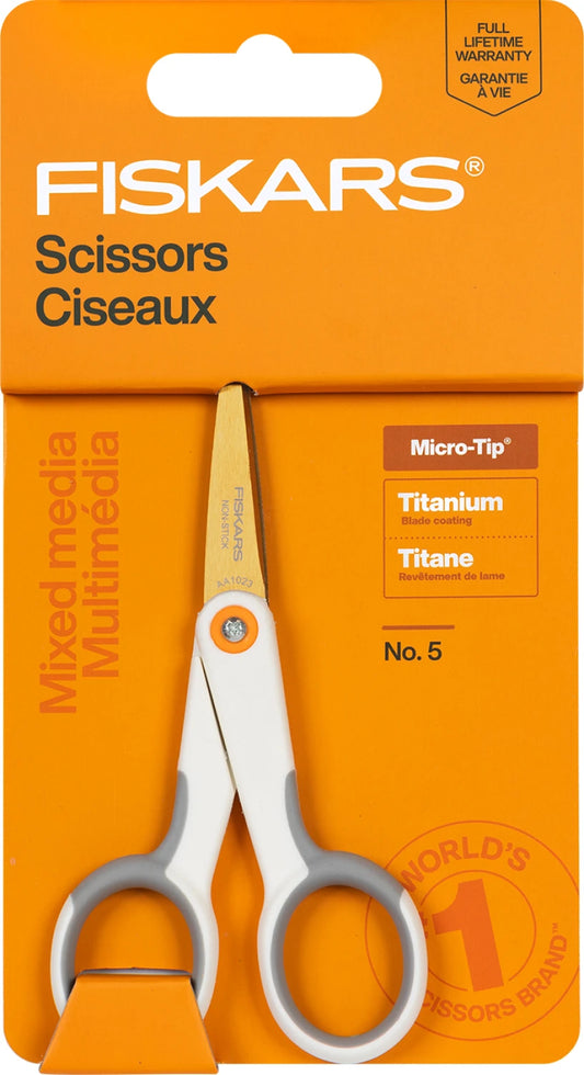 Fiskars Mixed Media No 5 Micro Tip Titanium Scissors 5in # 1069765