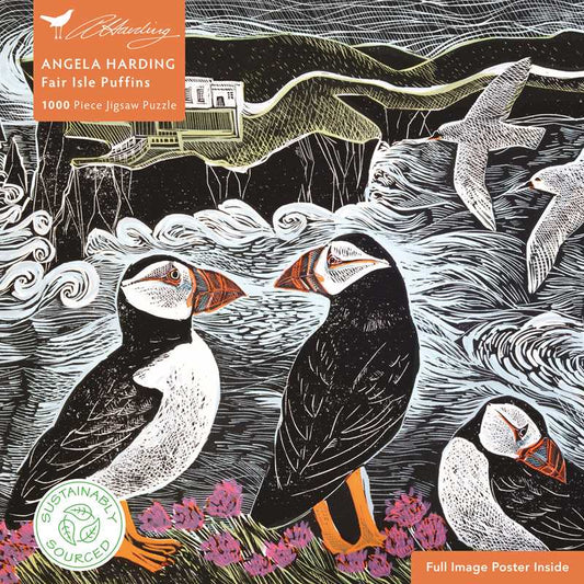 Adult Sustainable Jigsaw Puzzle Angela Harding: Fair Isle Puffins by: Jigsaw; 1 pages / English