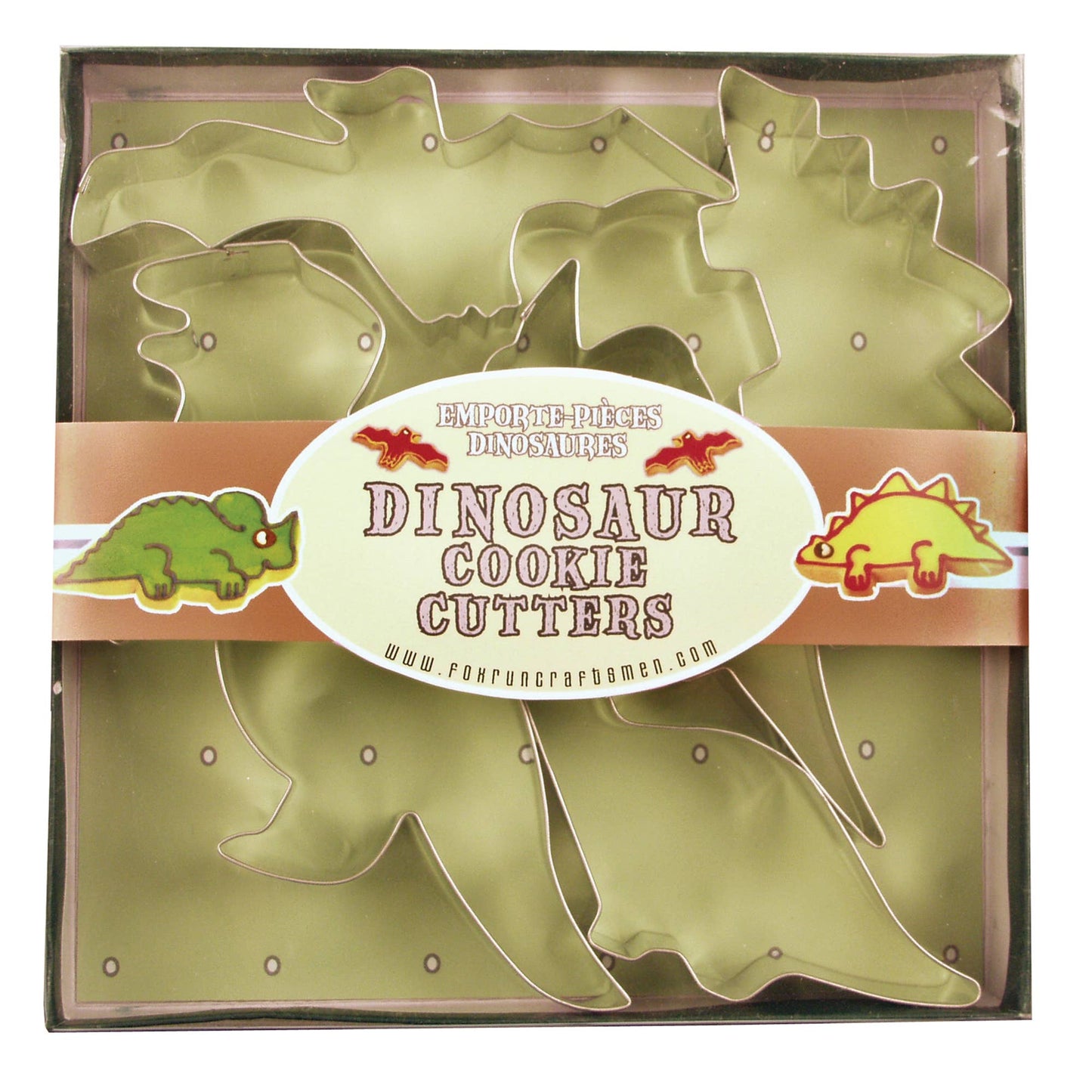 Fox Run Dinosaur Cookie Cutter Set, Stainless Steel, 5-Piece