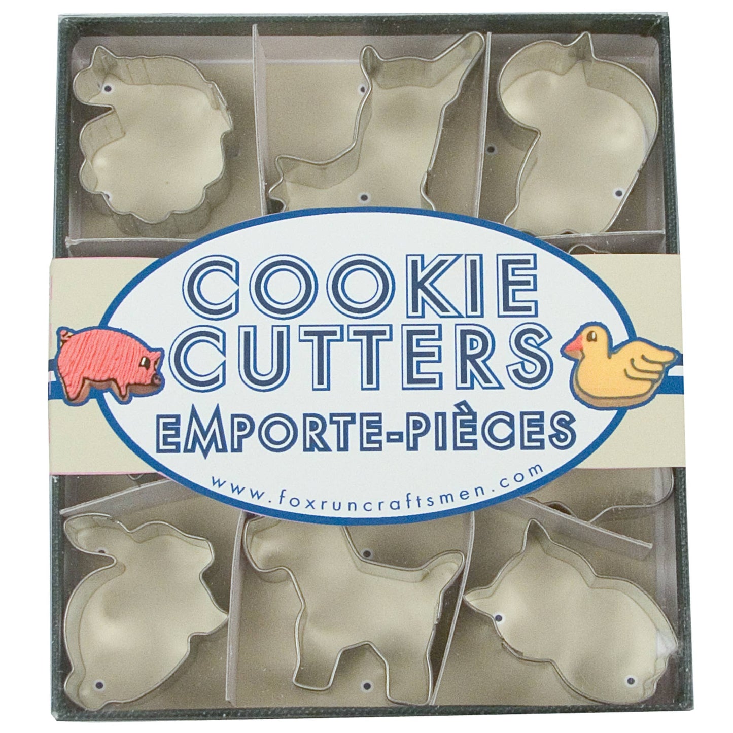 Fox Run Mini Animal Cookie Cutter Set, 9-Piece, 1.5" x 1"