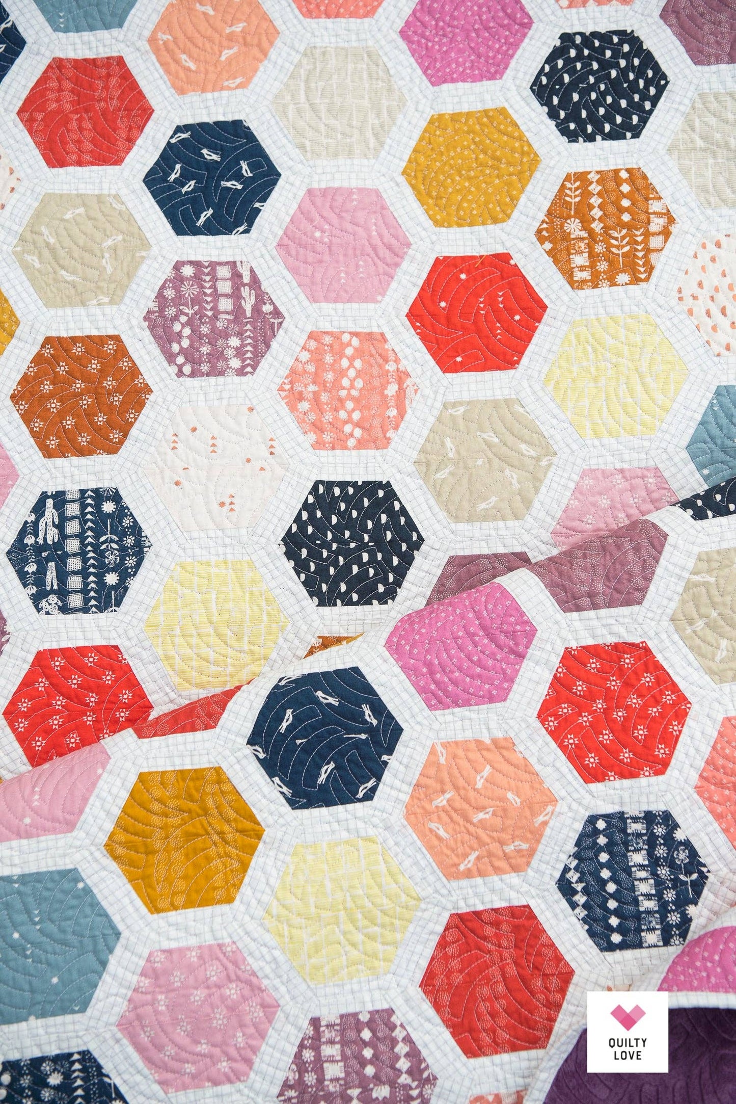 Hexie Framed PAPER Quilt Pattern
