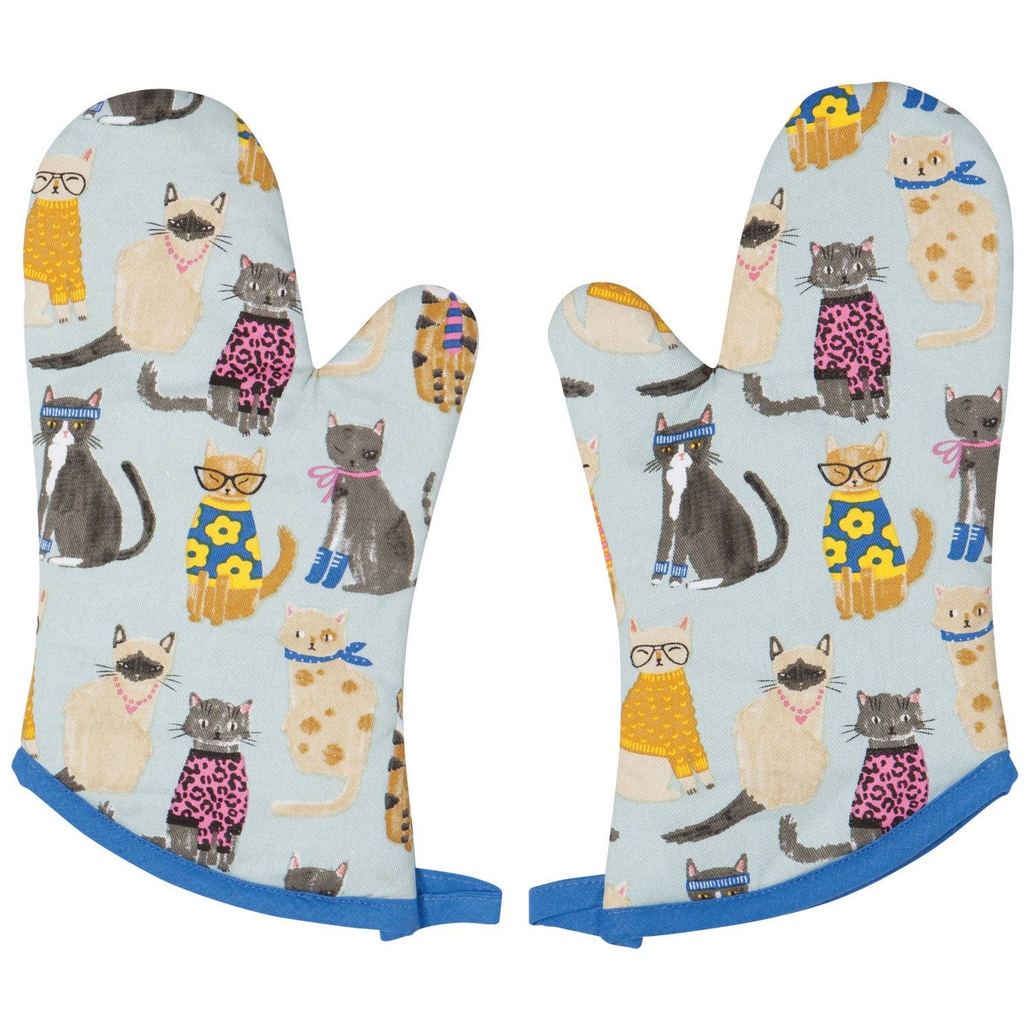 Feline Fine Oven Mitts Set of 2: Multi-Colored