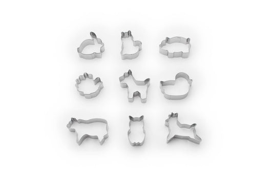 Fox Run Mini Animal Cookie Cutter Set, 9-Piece, 1.5" x 1"