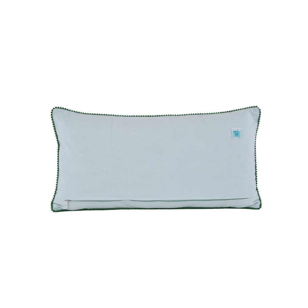 Floral Soft Blue Velvet Pillow 18X28" - Single