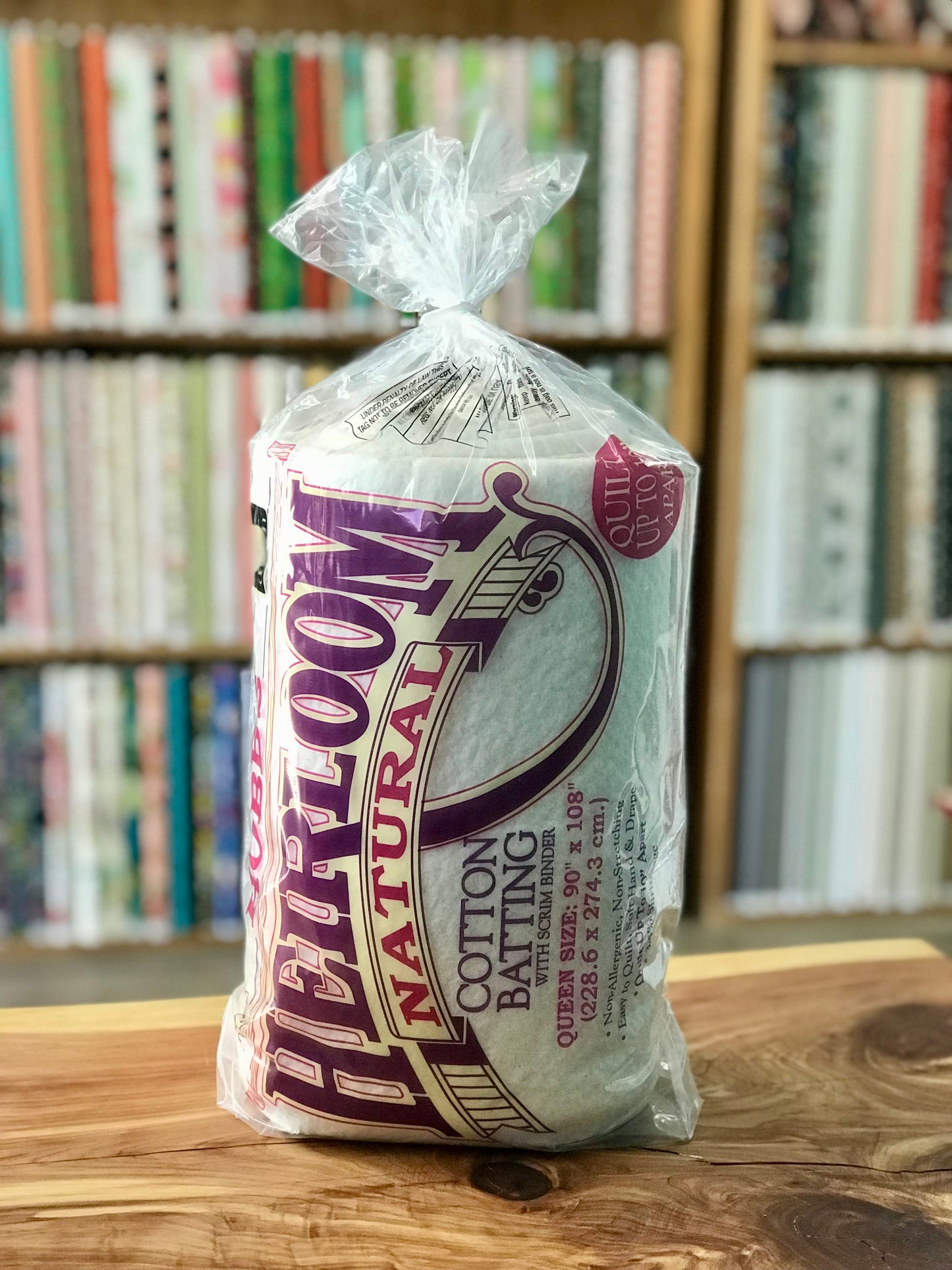 Queen Size Batting Heirloom Natural Unbleached Cotton with Scrim 90in x 108in # HHNS90