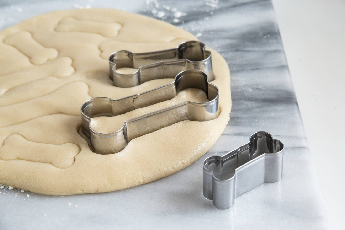 Fox Run Dog Bone Cookie Cutter Set, 3-Piece, 2” to 3.5”