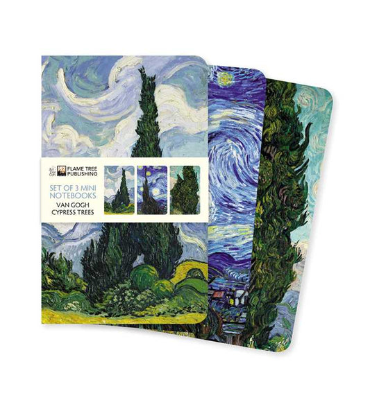Vincent van Gogh: Cypresses Set of 3 Mini Notebooks by: 3.5"x 5.7" lined blank book; 64 pages