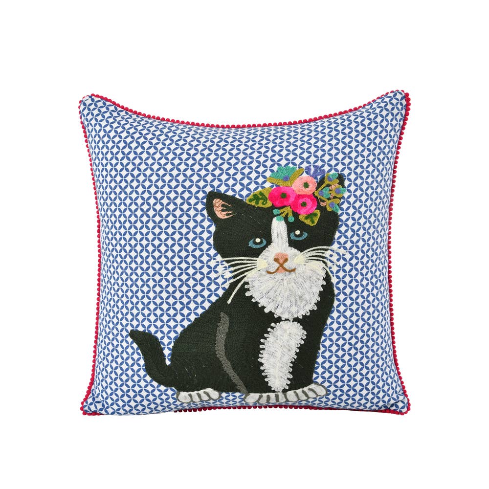 Blue Cat Pillow 18x18" - Single