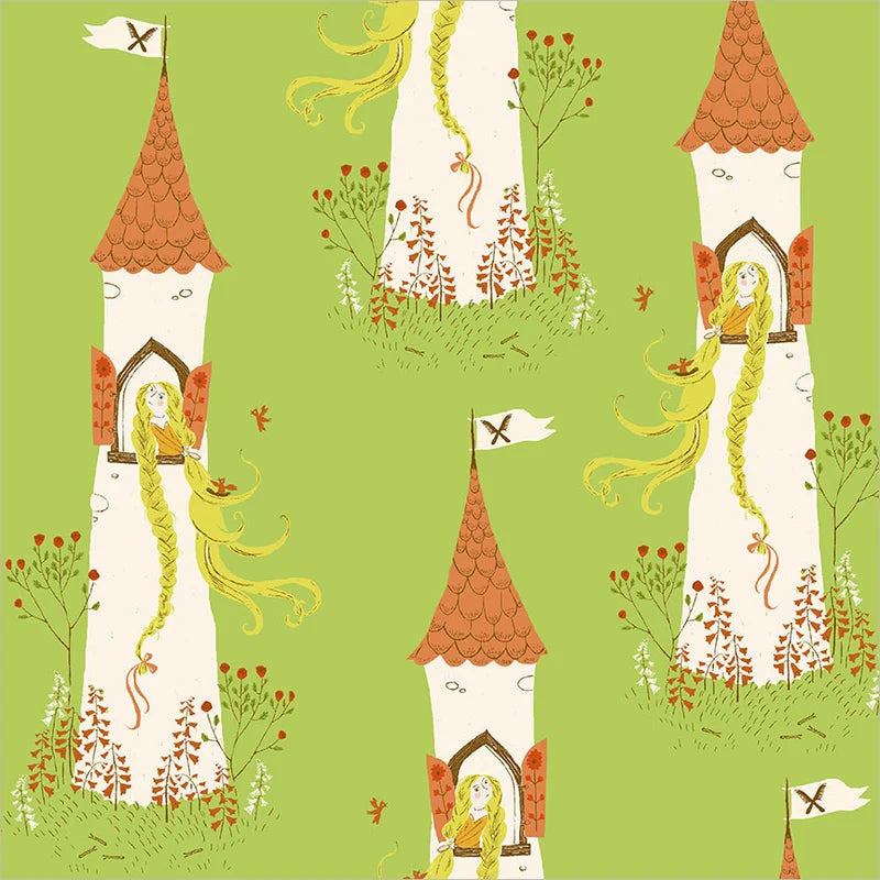Heather Ross - Rapunzel Green Cotton - Heather Ross Favorites