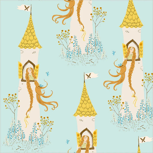 Heather Ross - Rapunzel Aqua Cotton - Heather Ross Favorites
