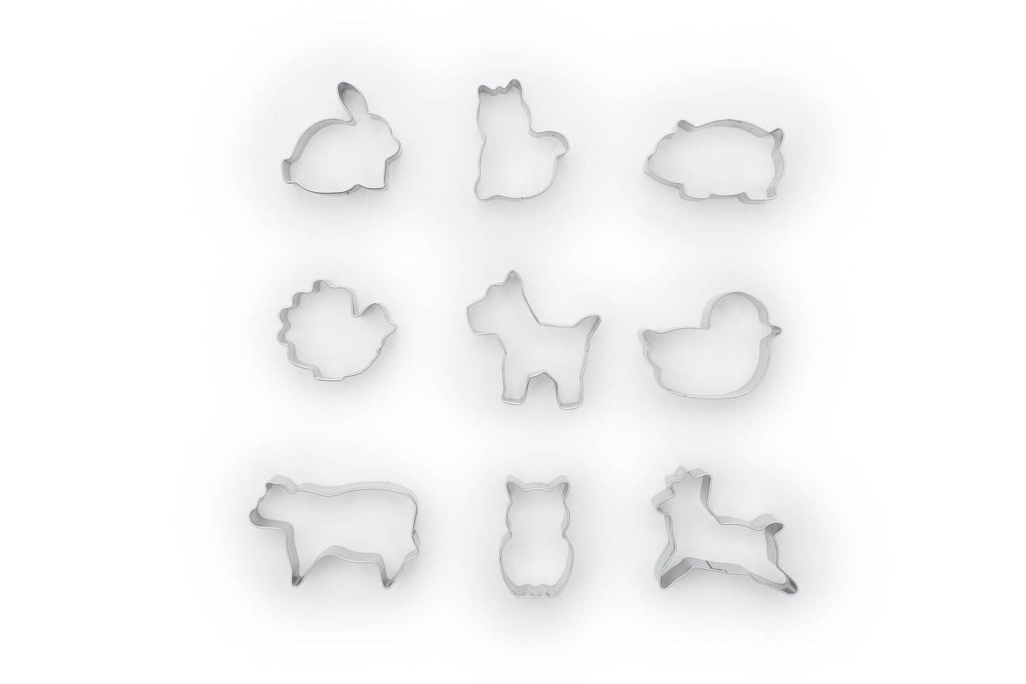 Fox Run Mini Animal Cookie Cutter Set, 9-Piece, 1.5" x 1"