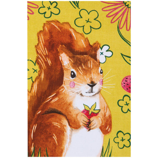 Mr. Squirrel Dishtowel: Yellow