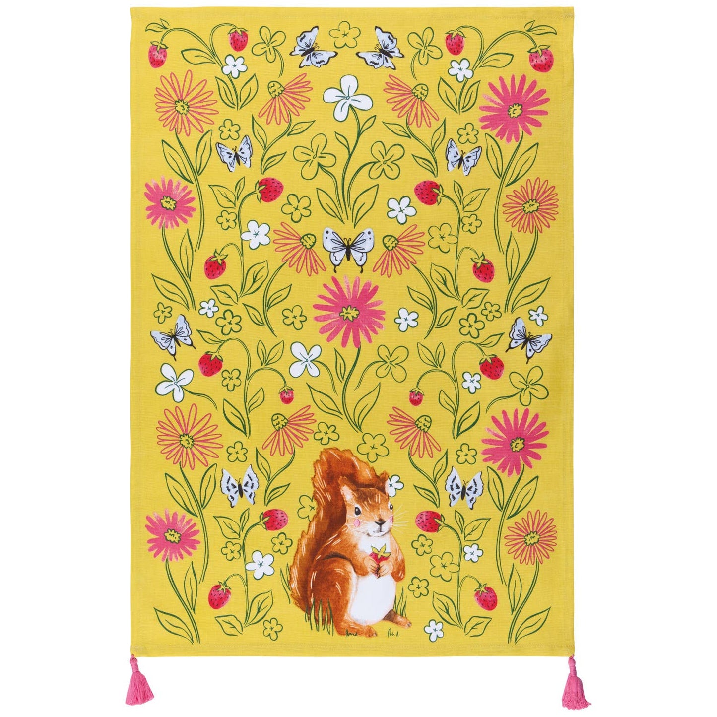 Mr. Squirrel Dishtowel: Yellow