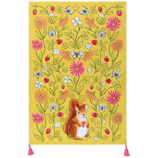 Mr. Squirrel Dishtowel: Yellow