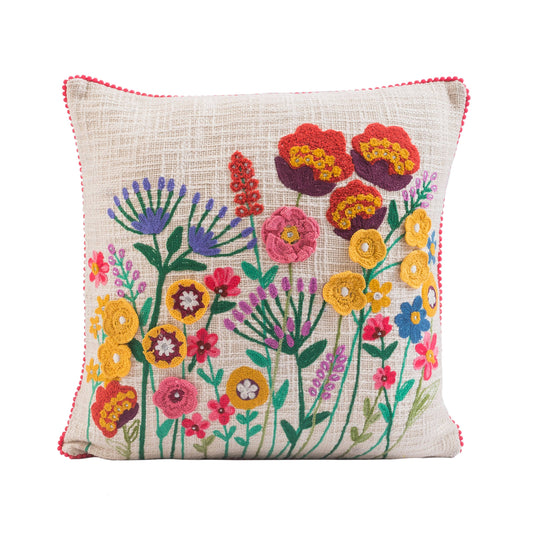Spring Wild Flowers Pillow 18X18" - Single