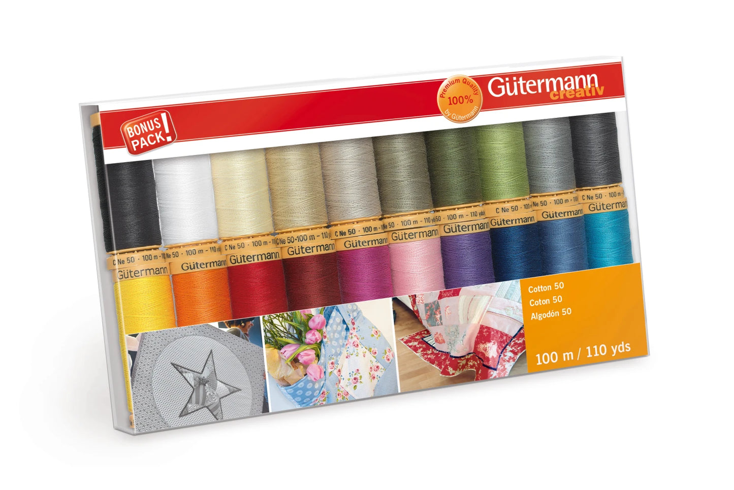 Gütermann Cotton Thread 50 20 spools 20 Colors 100m Basics # 734017-1