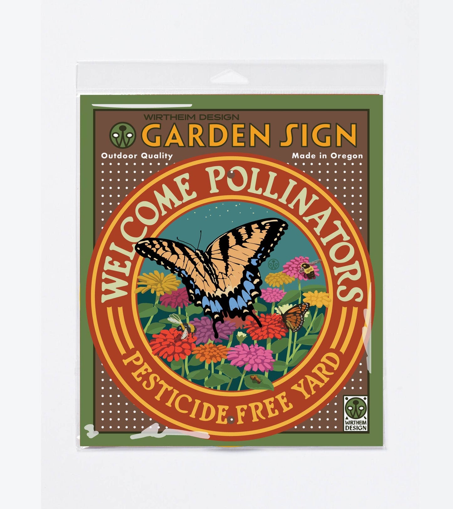 Welcome Pollinators -Swallowtail- Garden Sign: Wood Stake Not Included