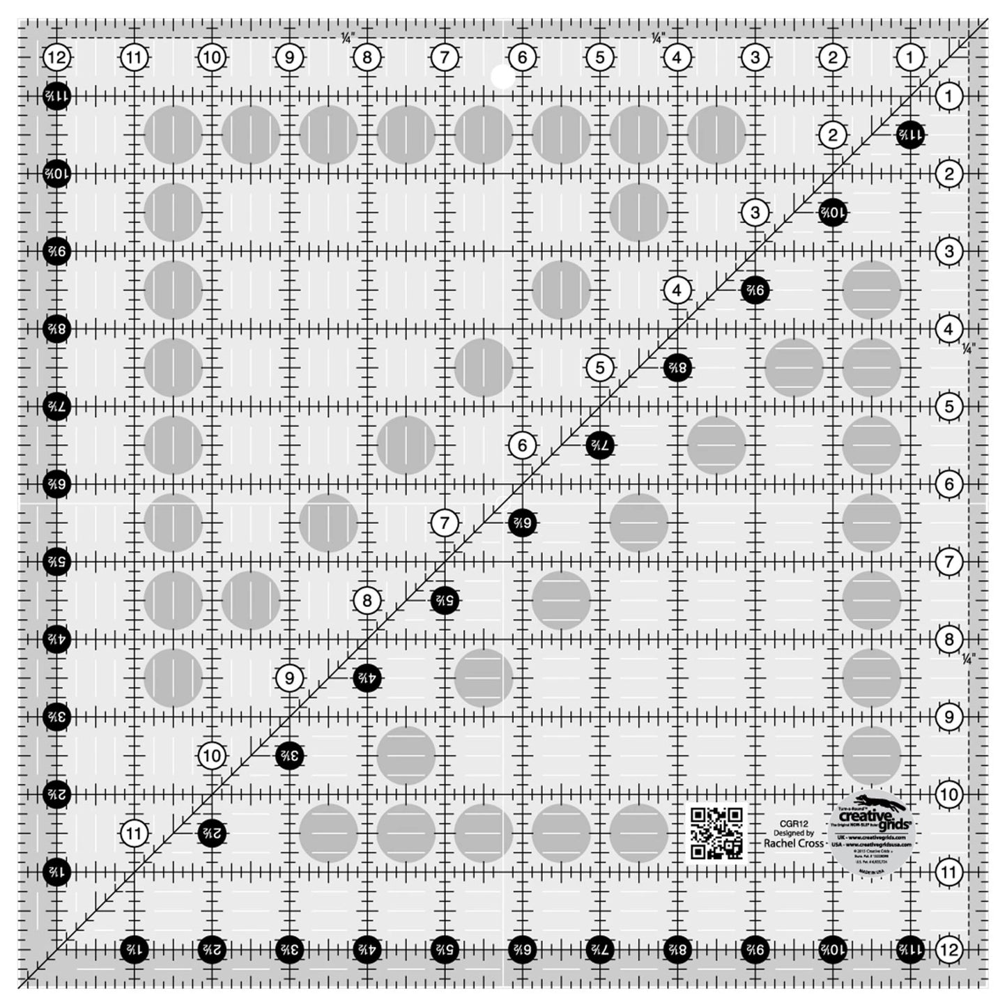 Creative Grids Quilt Ruler 12-1/2in x 12-1/2in Square # CGR12