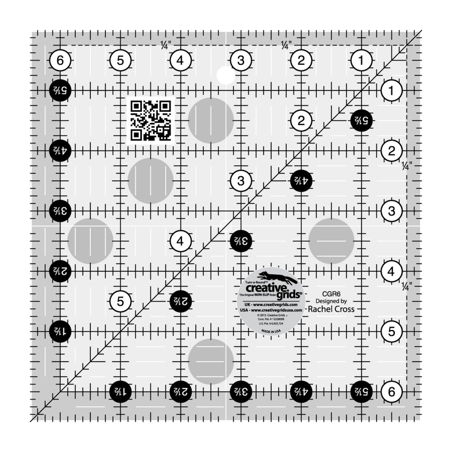 Creative Grids Quilt Ruler 6-1/2in Square # CGR6