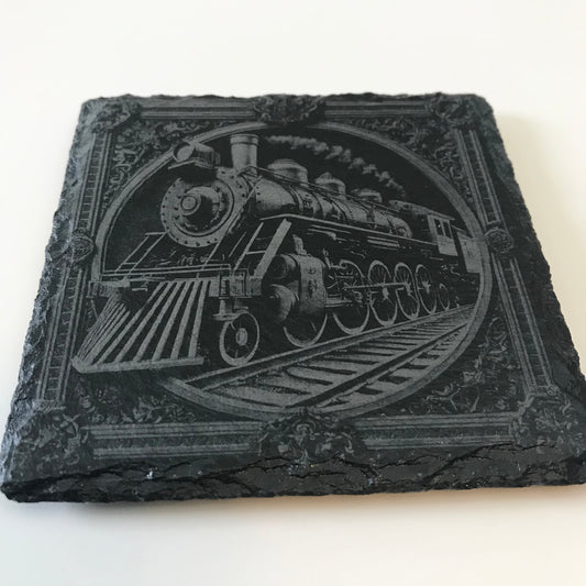 Train Coaster - Black Slate Stone - Sold as Singles