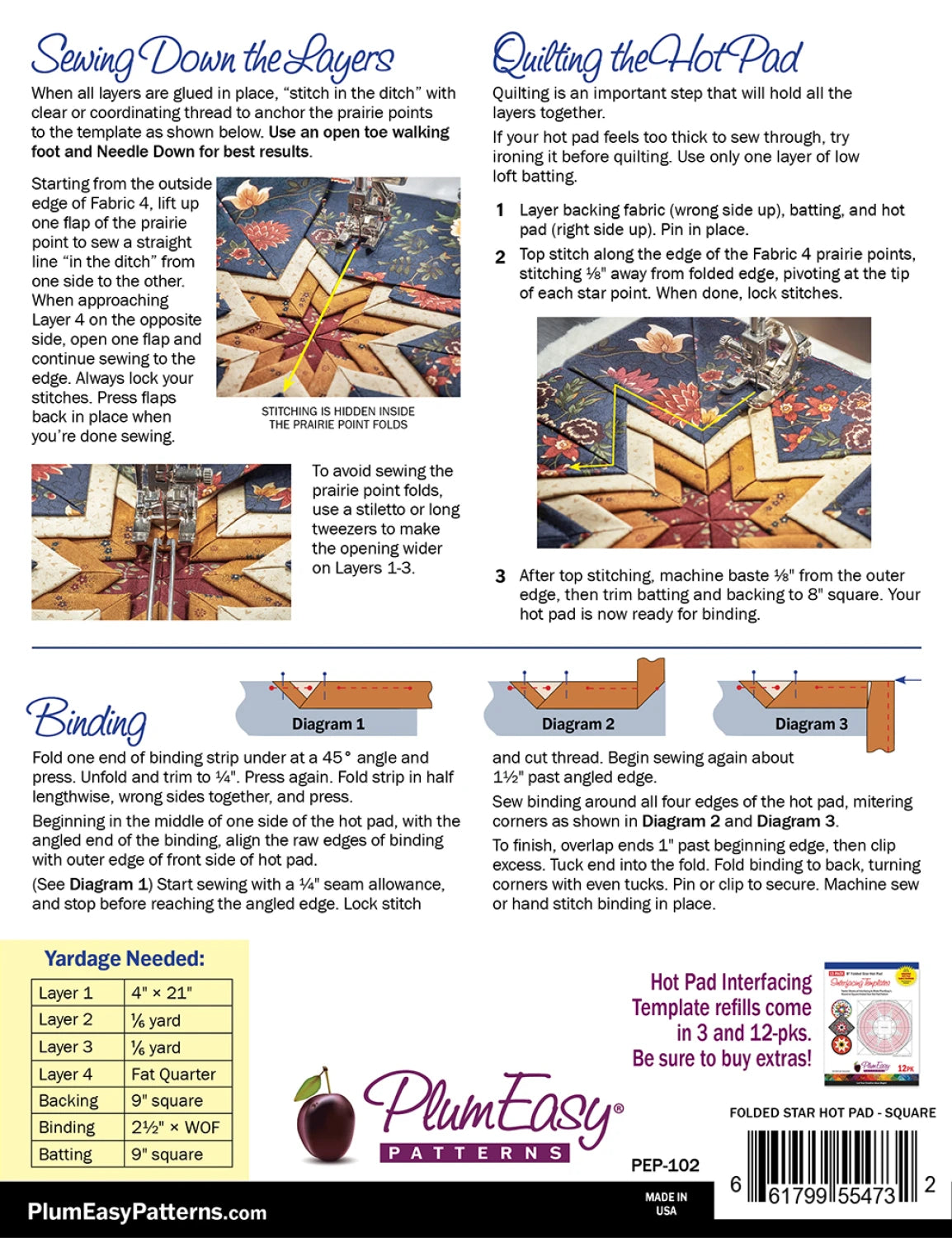 Folded Star Hot Pad - Square