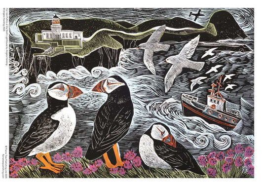 Adult Sustainable Jigsaw Puzzle Angela Harding: Fair Isle Puffins by: Jigsaw; 1 pages / English