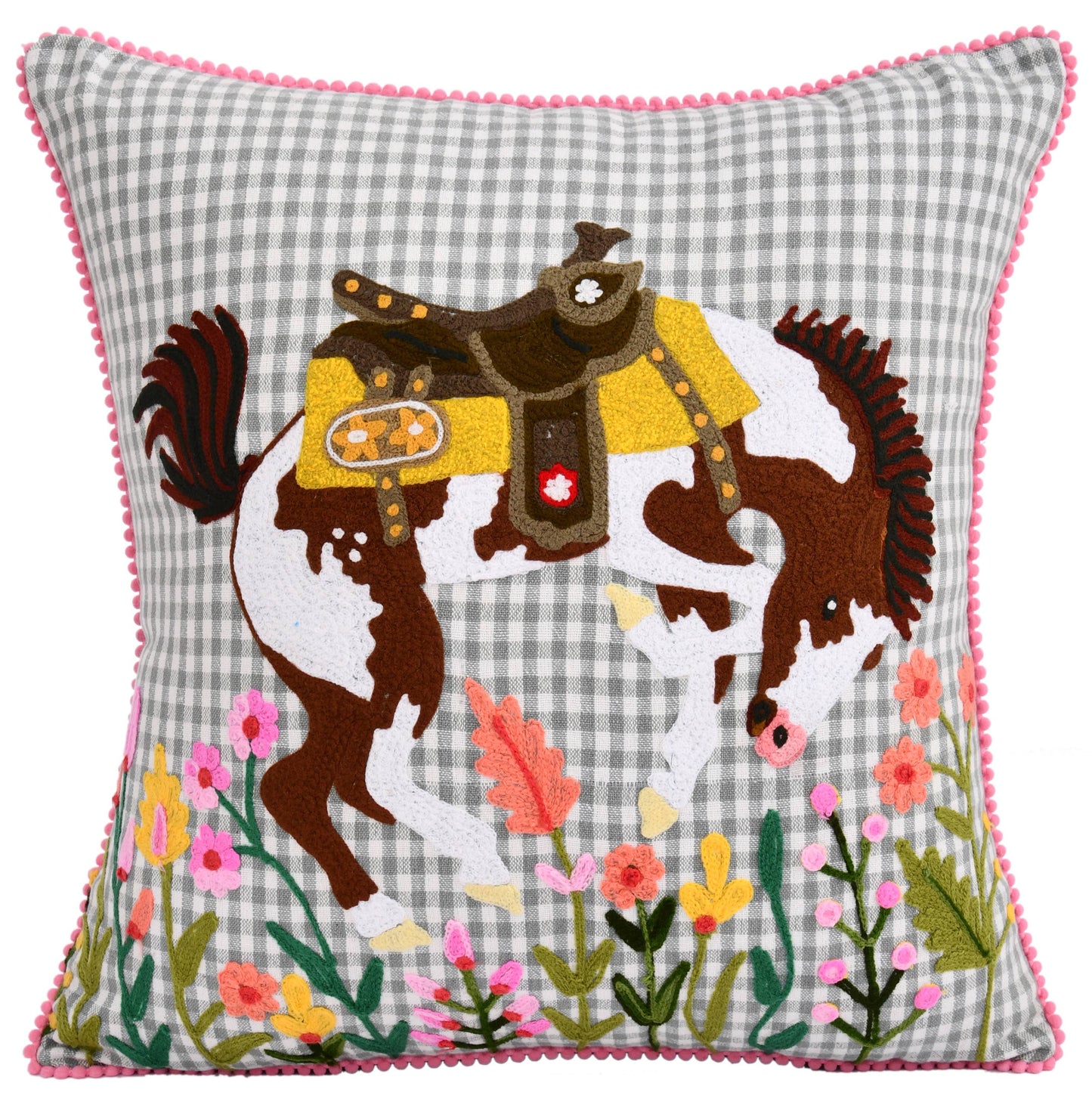 Rodeo Bucking Horse Pillow 18 x 18" - Single